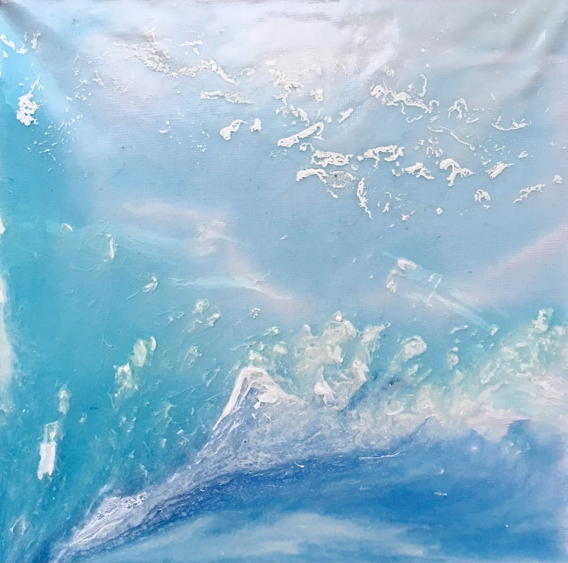 Snowdrift | abstract blue and white resin painting by artist Julie Clark